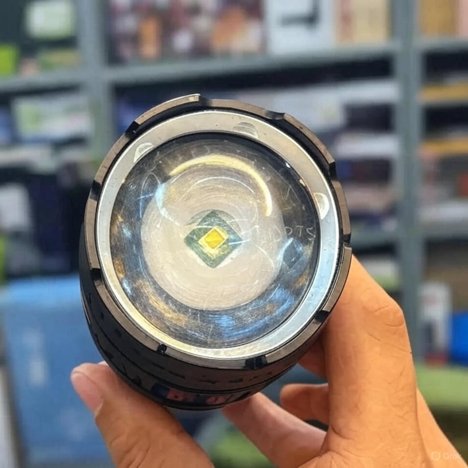 2KM Powerful Zooming Flashligh with 8 lithum cell pure steel waterproof body With Side Work Light & Usb Charging ? Ultra-bright Type c charging port