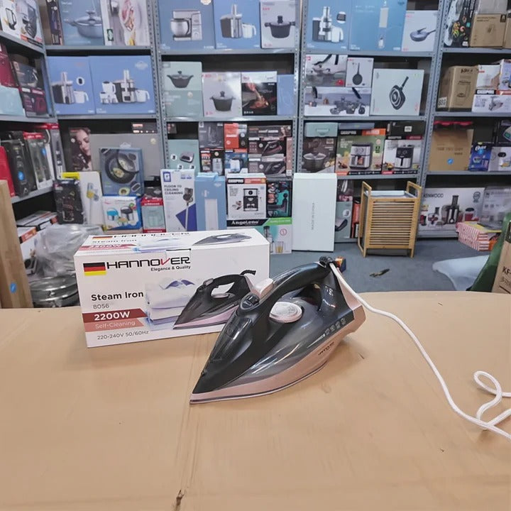 Hannover Steam Iron ? 2200W German Lot | Ceramic Soleplate, Vertical & Burst Steam, Self-Cleaning, Adjustable Temperature Control