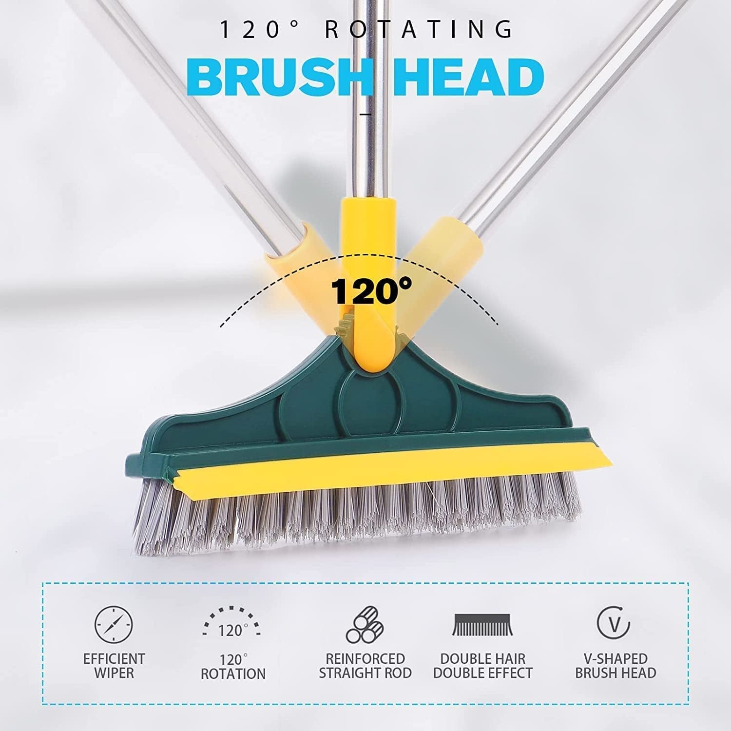 2 In 1 Floor Cleaning Brush Bathroom Tile Windows Floor Cleaning Brush With 120° Rotatable Head ? Multipurpose Bathroom Floor Cleaning Brush ? Floor Brush Scrubber