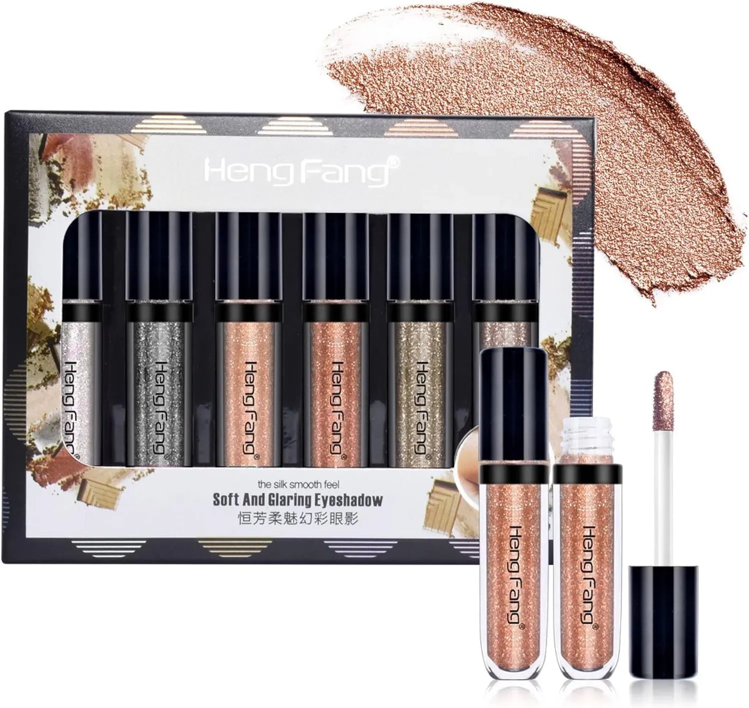 HENG FANG 6 Pcs Liquid Diamond Glitter Eyeshadows Set ? Waterproof, Long-Lasting, Vibrant Colors with Lightweight Texture for Bold & Sparkling Eye Makeup