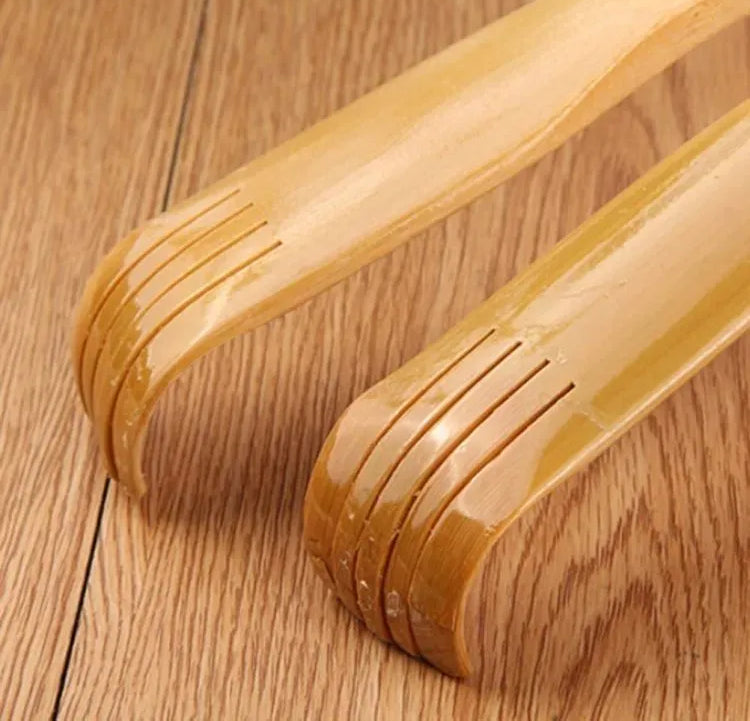 2 Pcs Wooden Back Scratcher & Massage Stick ? Long Handle Backscratching Sticks with Roller for Itch Relief & Body Relaxation