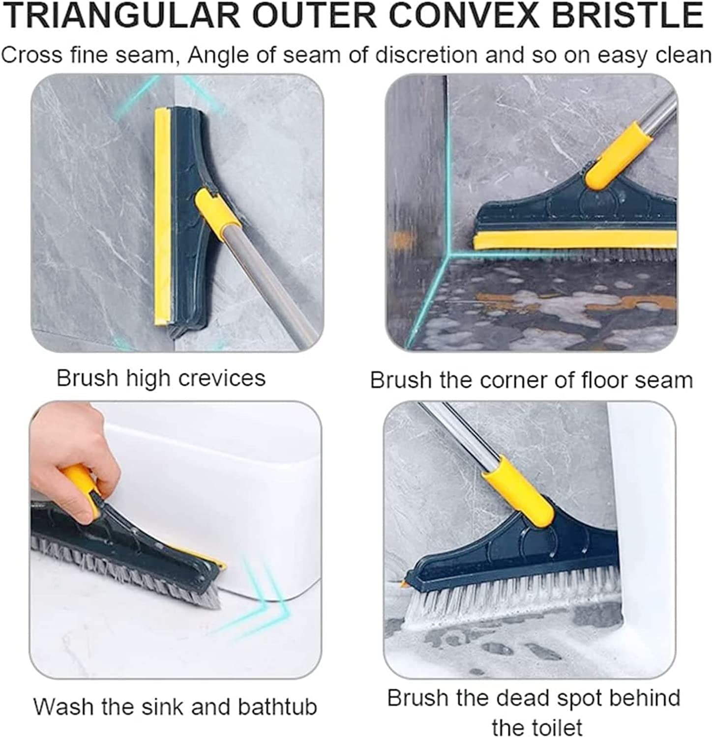 2 In 1 Floor Cleaning Brush Bathroom Tile Windows Floor Cleaning Brush With 120° Rotatable Head ? Multipurpose Bathroom Floor Cleaning Brush ? Floor Brush Scrubber