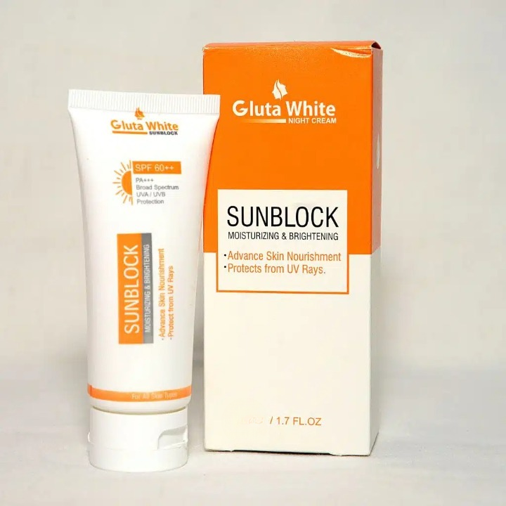 GlutaWhite Sunblock SPF 60 ? Moisturizing & Brightening UV Protection ? 65gm for All Skin Types