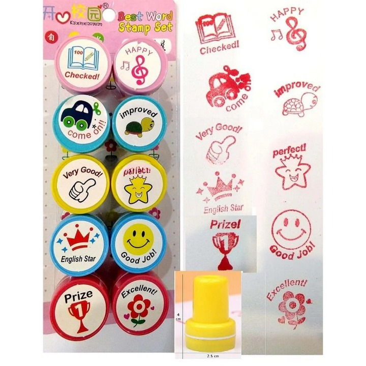 Appreciation Stamps ? Kids Stamp Set for Motivation | Self-Inking | Pack of 10