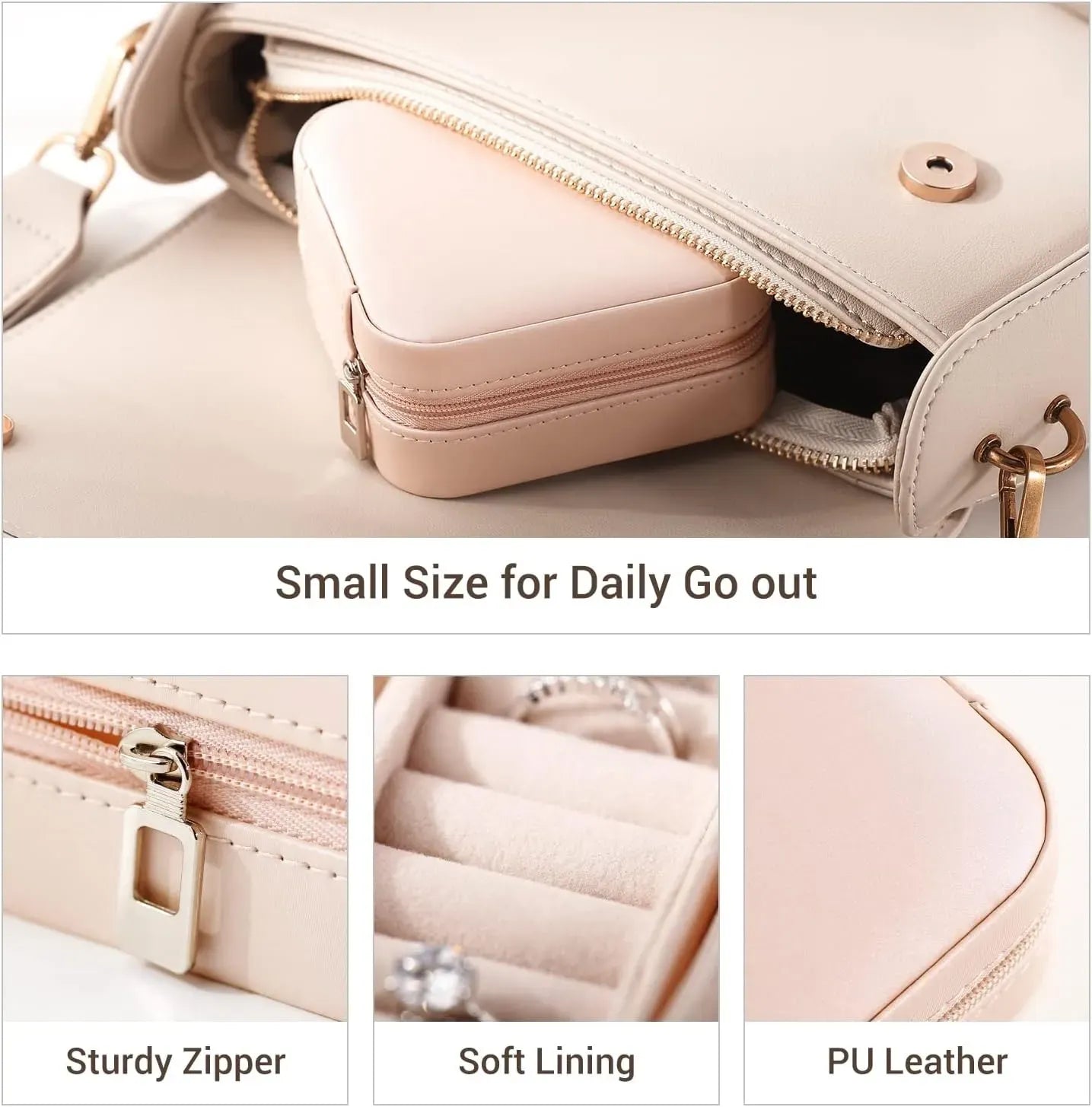 Jewelry Organizer  Box , Mini Jewelry Box Travel PU Leather, Small Jewelry Box Portable Travel Jewelry Box for Rings Earrings Necklace Bracelets Watch Gift for Women Girls | Jewelry Organizer Box