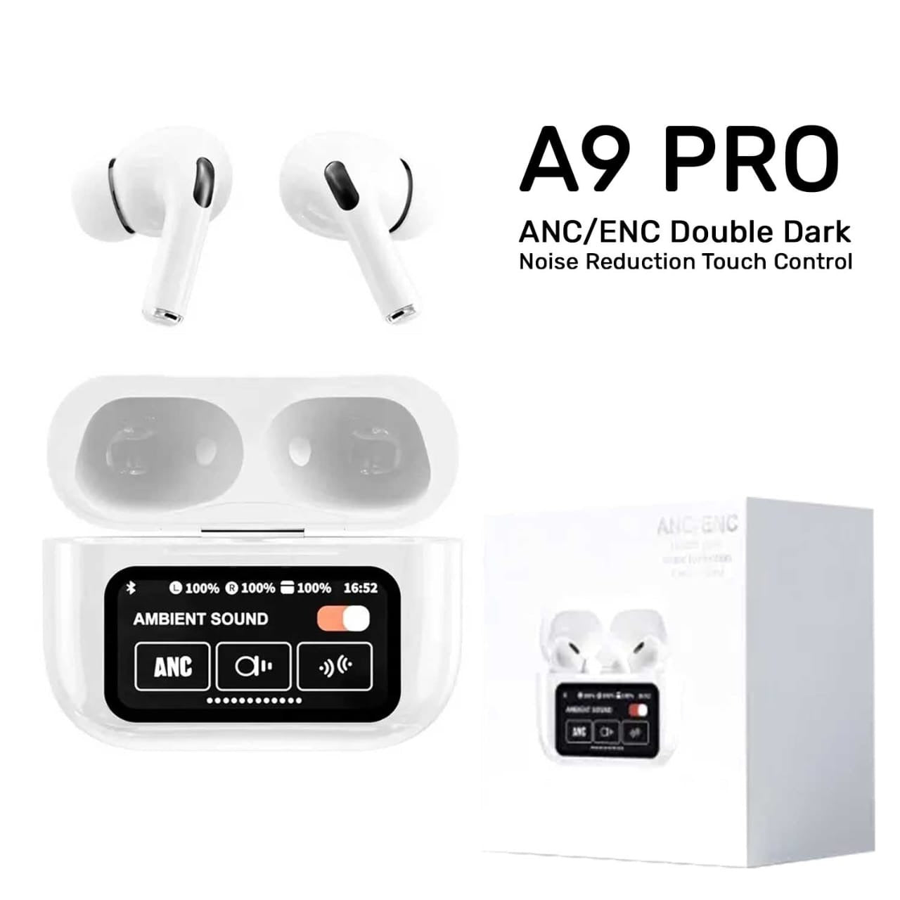 AirPods A9 Pro ? ANC & ENC Noise Reduction, Touch Control, Boosted Bass, Wireless Earbuds for Android & iOS