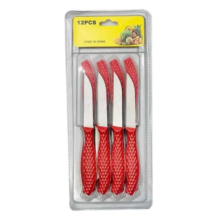 12Pcs Mini Stainless Steel Knife Set ? Compact 14.5cm Carbon Steel Knives for Daily Cutting & Chopping (Random color)