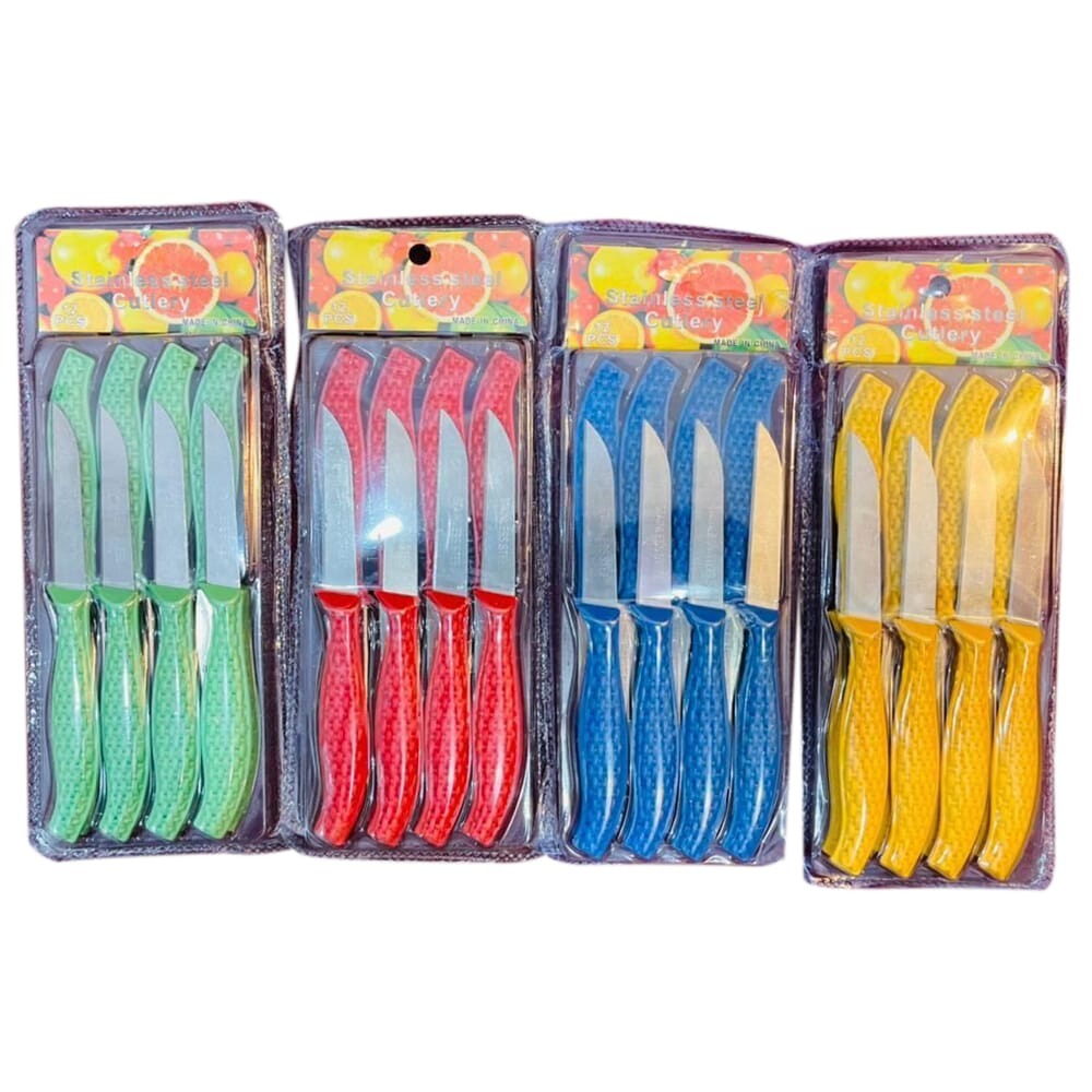12Pcs Mini Stainless Steel Knife Set ? Compact 14.5cm Carbon Steel Knives for Daily Cutting & Chopping (Random color)