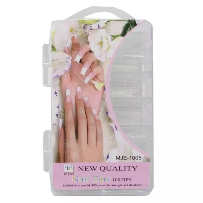 100 Pcs Fake Nails Set ? White ABS Plastic Nail Tips, Durable & Easy-to-Apply, Smooth Finish for DIY Nail Art & Professional Salon Manicure