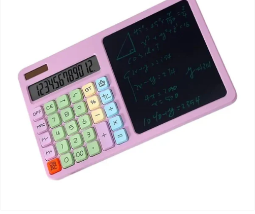 2-in-1 Calculator with LCD Writing Tablet ? Dual-Function Office & School Gadget | Portable & Eco-Friendly |Random Color