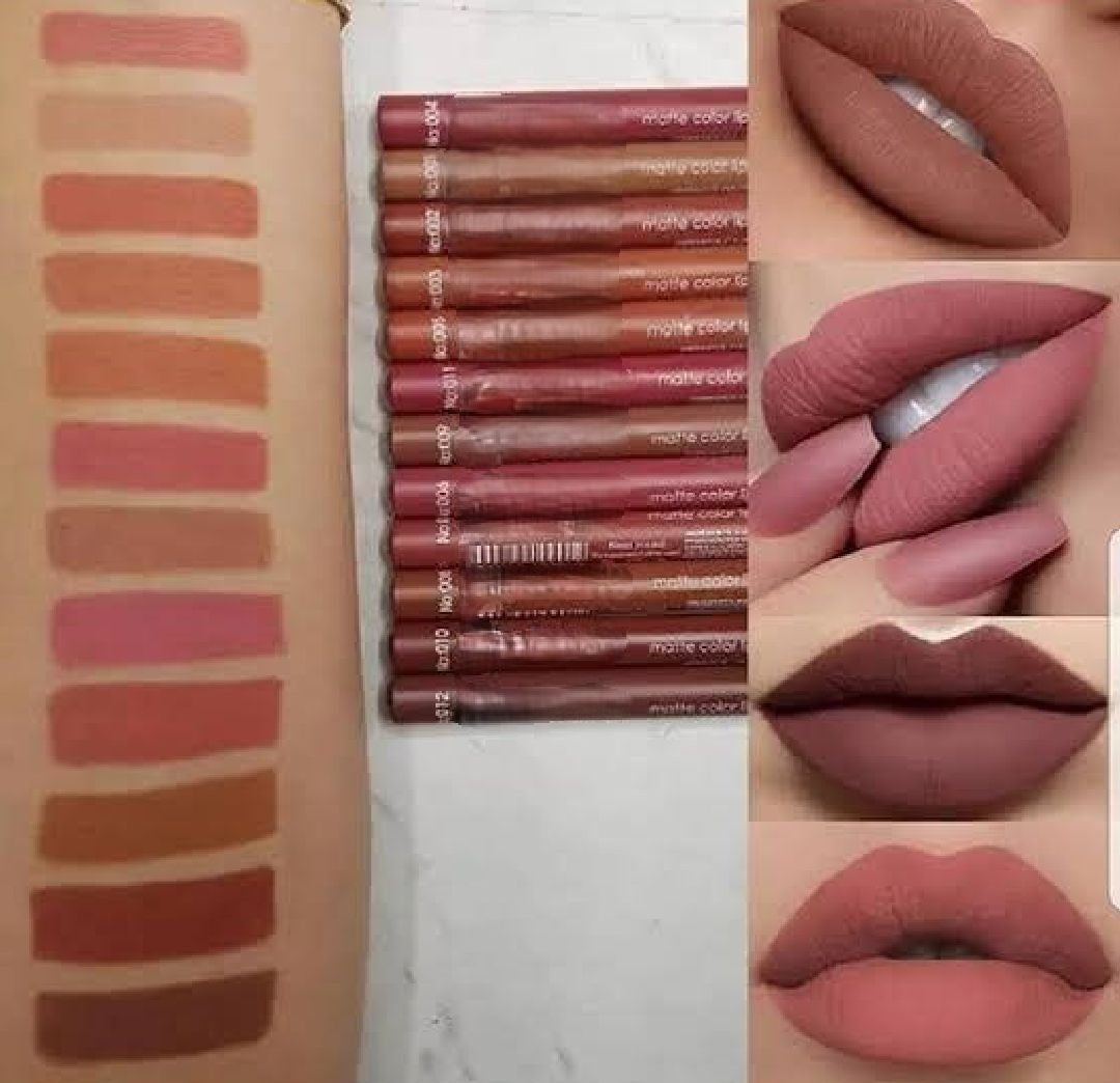 Flormar Waterproof Lip Pencil Set of 12 ? Long Lasting, High Quality Lip Liners in Assorted Shades Brown, Pink, Light Brown, Bronze Skin, Arabian Bronze, Metallic Bronze, Peanut Brown, Chocolate Brown, Coffee, Light, Medium, Orange