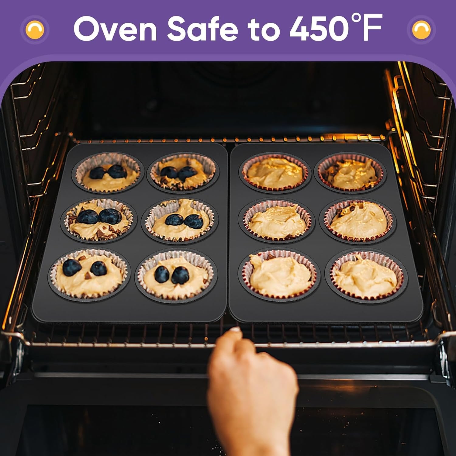 6-Cup Muffin Pan ? Non-Stick Carbon Steel Cupcake Baking Tray | Heavy Duty Standard Bakeware for Muffins, Cakes, Mini Pies & More