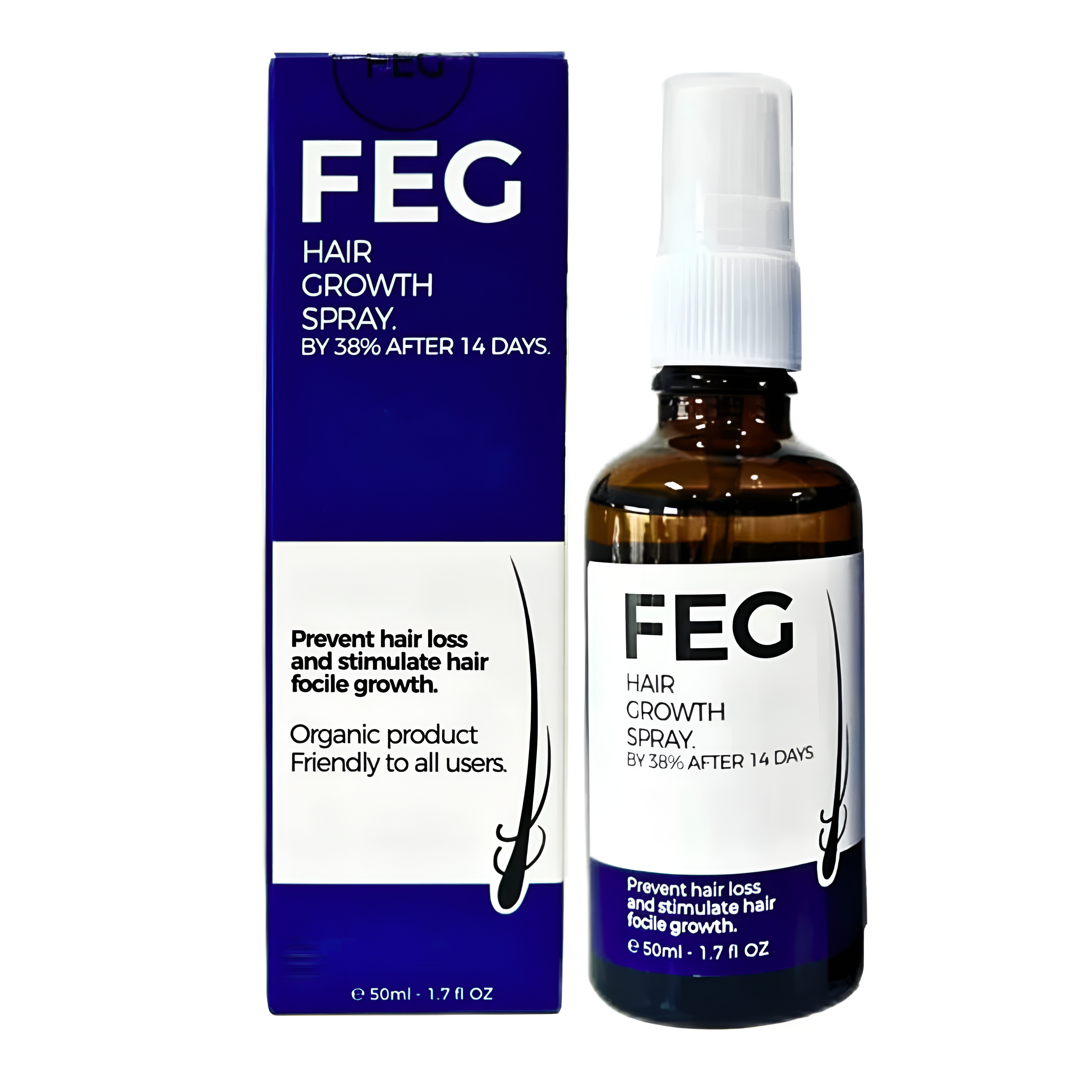 FEG PLUS Hair & Beard Growth Serum Spray 50ml | 22% Seaweed Extract, Rosemary, Redensyl, Anagain & 5% Minoxidil | Anti Hair Loss, Regrowth Treatment
