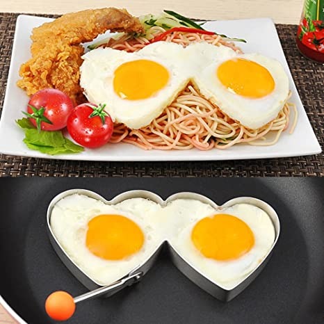 4PCs Stainless Steel Egg Ring Mold Set ? Fun Shaped Fried Egg & Pancake Moulds (Star, Heart, Flower, Circle) for Creative Cooking