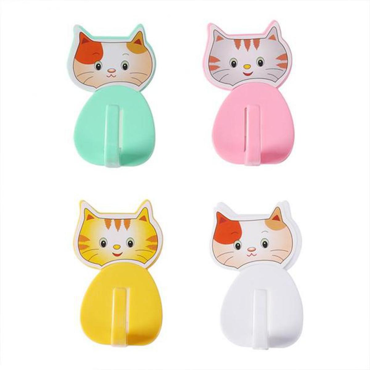 12 Pcs Cat Kitty Wall Hooks ? Metallic Wall Hooks for Keys, Kitchen, Bathroom, and Home Organization (Random Colors)