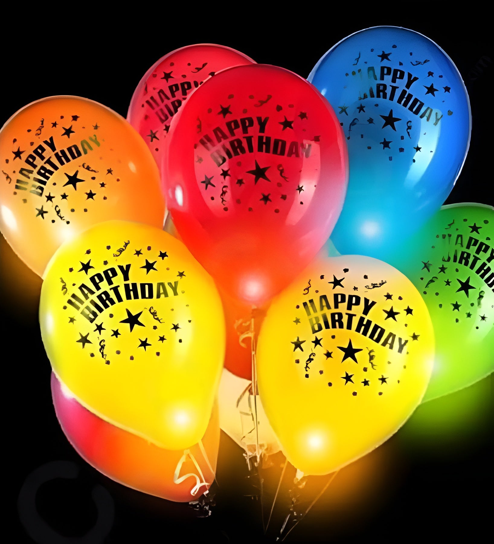 5Pcs Light Up LED Balloons HBD ? Glowing Party Balloons for Birthday, Anniversary, Wedding, New Year, and Celebration Decorations