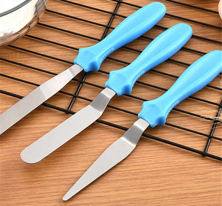3-Piece Cake Decorating Knife Set ? Stainless Steel Spatula & Cream Spreader Tools (Multi-Color)