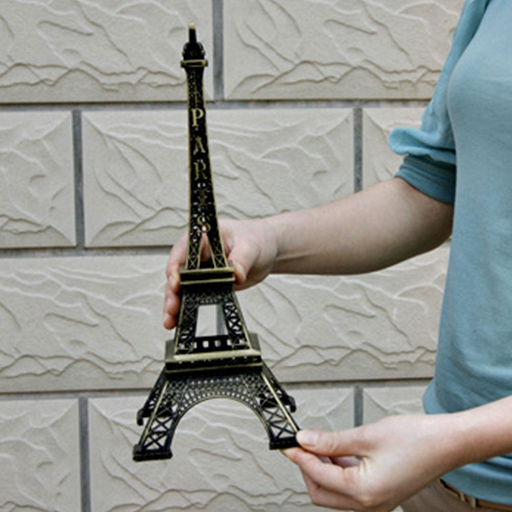 7-inch Eiffel Tower Statue Decor ? Bronze Alloy Metal Paris Souvenir for Home, Office & Events