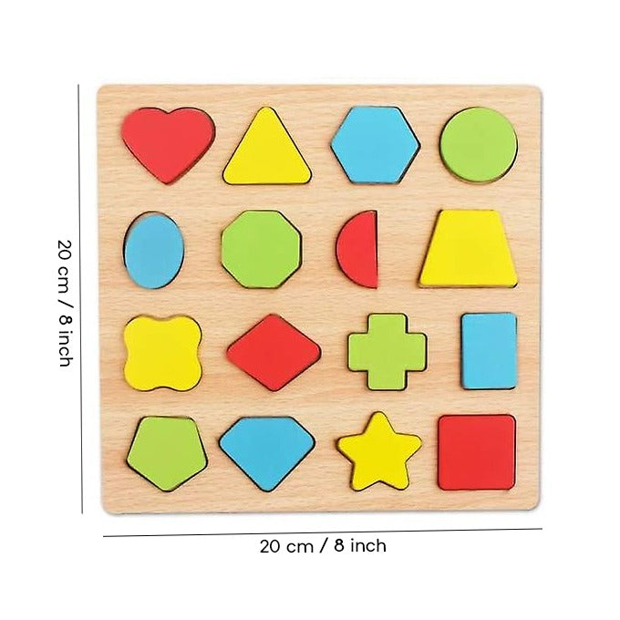 Colorful Geometric Shapes Wooden Cognitive Board Puzzle ? Educational Learning Toy for Kids (1?3 Years, Safe & Durable)
