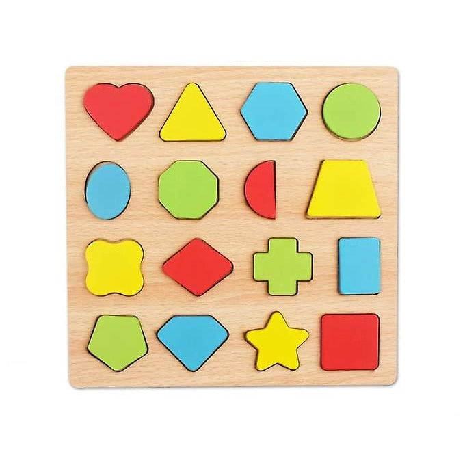 Colorful Geometric Shapes Wooden Cognitive Board Puzzle ? Educational Learning Toy for Kids (1?3 Years, Safe & Durable)