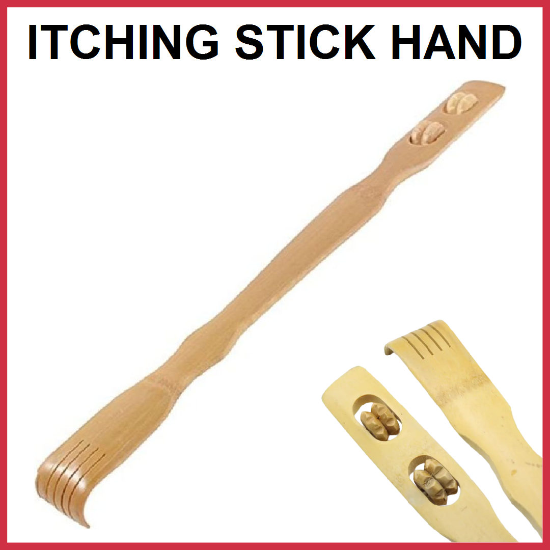 2 Pcs Wooden Back Scratcher & Massage Stick ? Long Handle Backscratching Sticks with Roller for Itch Relief & Body Relaxation