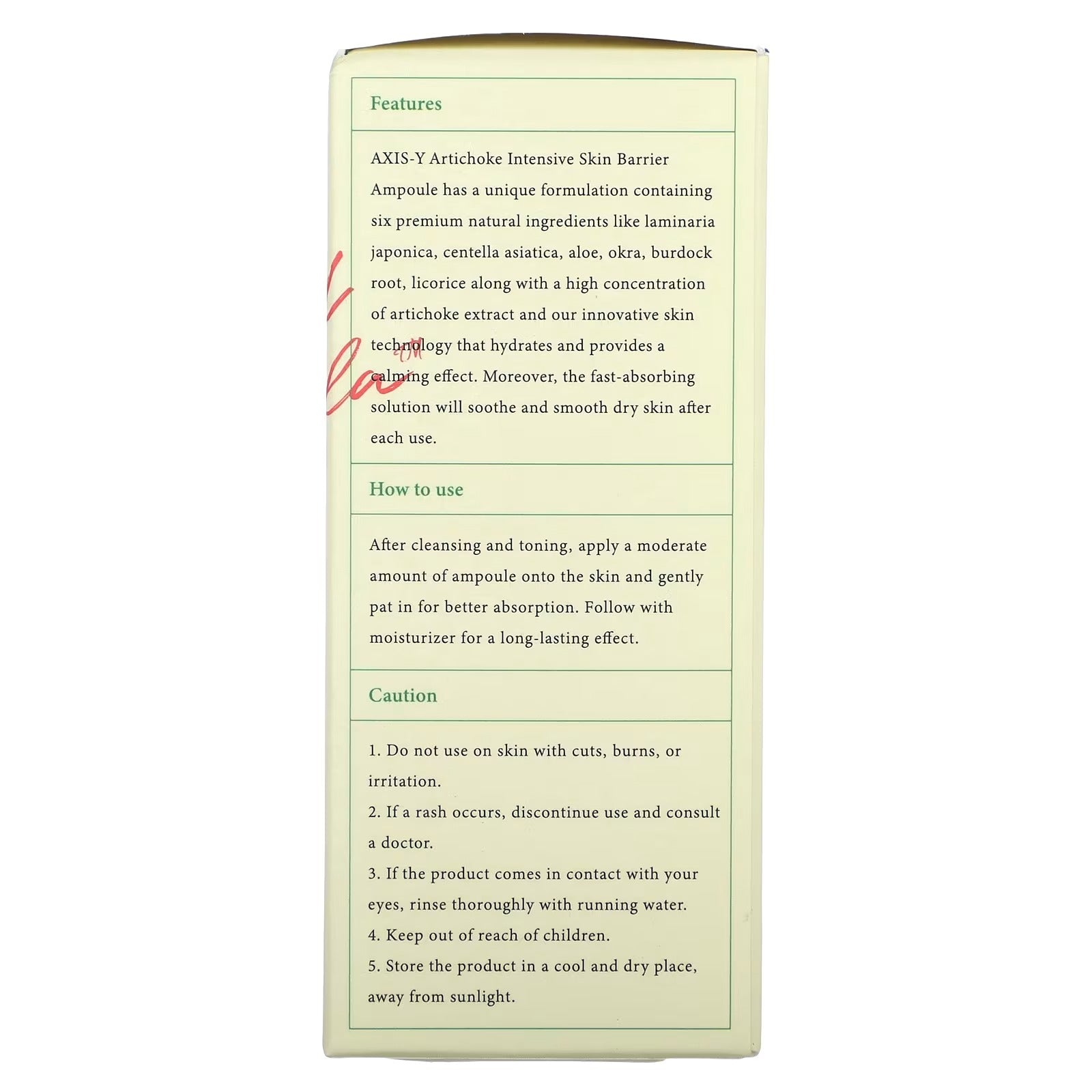 AXIS-Y Artichoke Intensive Skin Barrier Ampoule ? Hydrating & Barrier-Strengthening Serum | 30ml Skin Care (Original)