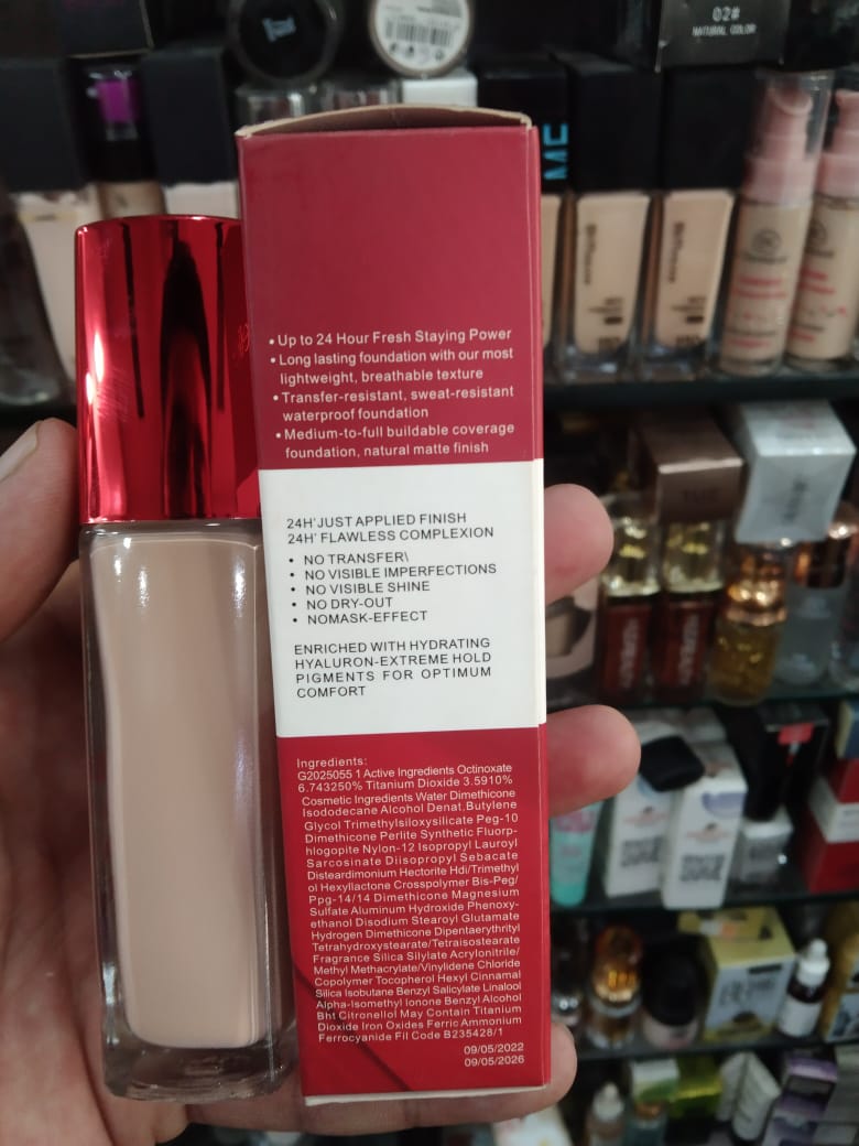 Emelie Cosmetics Infallible 24H Fresh Wear Foundation ? Natural Matte Finish, Long-Lasting, Waterproof, Sweat & Heat Proof with SPF 25