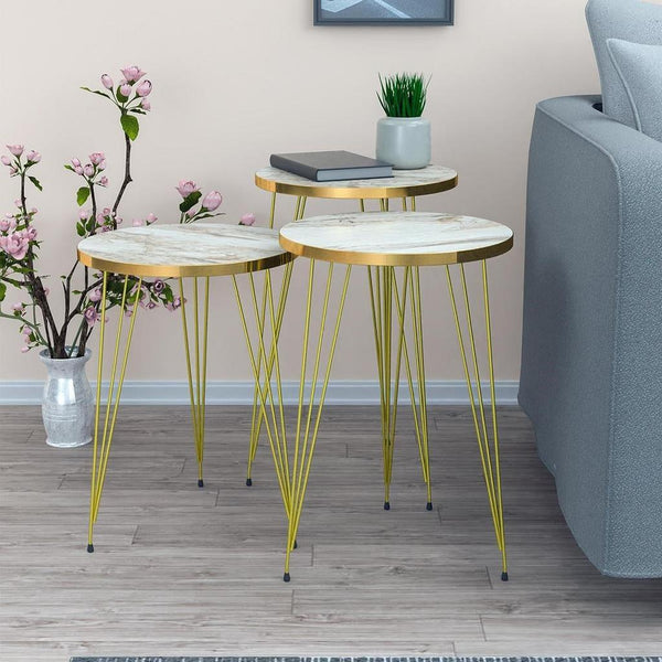 1 Piece white Coffee Table Metal Legs Coffee Table  Home Essential