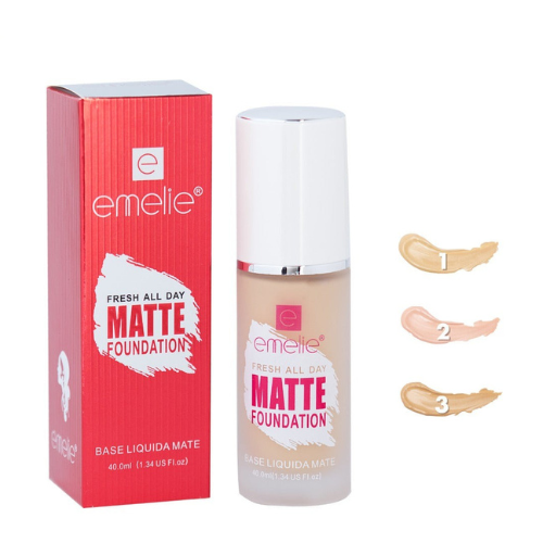 Emelie Liquid Matte Foundation ? Long-Lasting, SPF 25, 2-in-1 Coverage - Shade 1 40 ML