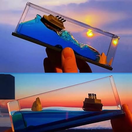 Car Dashboard Cruise Ship Fluid Drift Bottle Boat Floating | Moving Titanic Liquid Wave Cruise Ship,Nautical Car Dashboard|Living Room|Office|Satisfying|Mind Calming|Smooth Movement|