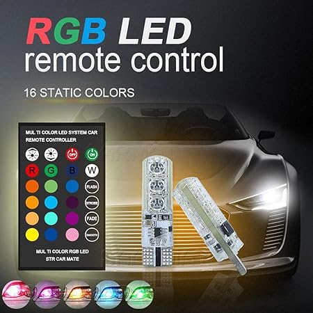 RGB Multicolor Car Led Bulbs Remote Control Parking Lights for car &amp; bike
