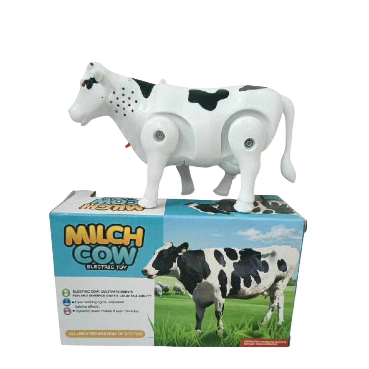Funny Walking Musical Milch Cow Toy for Kids ? Black &amp; White Electric Animal with Lights, Sound &amp; Moving Tail
