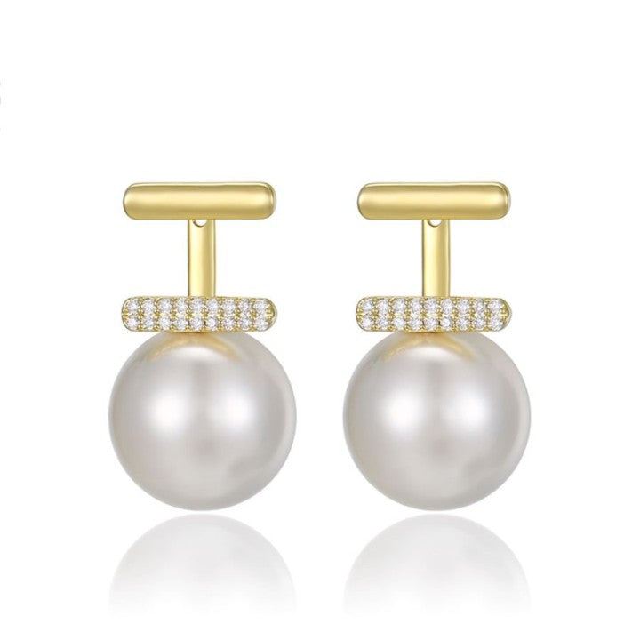 Elegant Pearl Drop Earrings for Women ? Stylish Dangle Earrings with Rhinestone Accent (AXT-102)