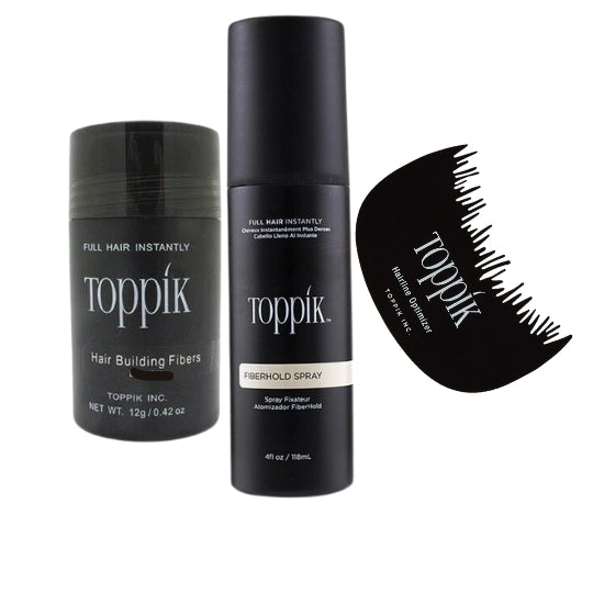 Toppik Hair Building Fiber 3-in-1 Combo Pack. This Set Includes Toppik Hair Fiber, Fiber Hold Spray &amp; Hairline Optimizer Comb