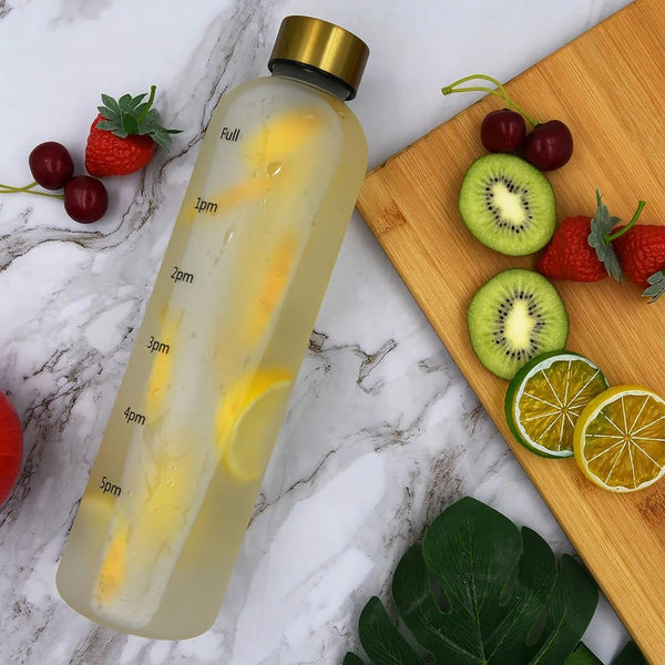 1L Motivational Water Bottle 32oz Reusable Plastic Drinking Bottle with Time Marker Leakproof Fashion Style Bottle for Travel
