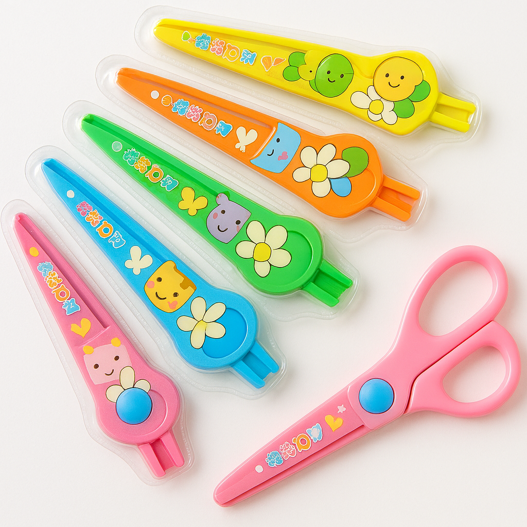 Set of 6 Multistyle Children Safety Scissors ? All Plastic Toddler Craft Scissors with Round Tips for School &amp; DIY