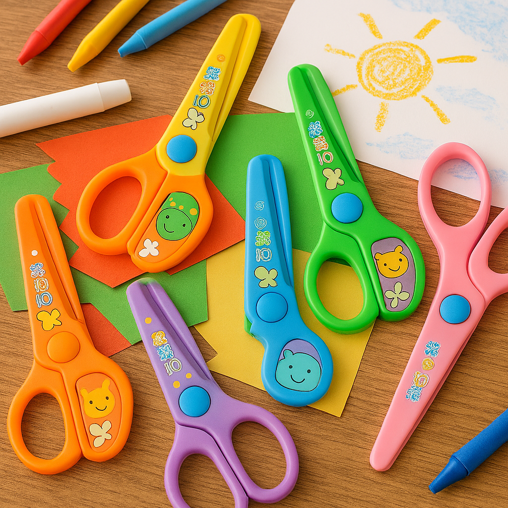Set of 6 Multistyle Children Safety Scissors ? All Plastic Toddler Craft Scissors with Round Tips for School &amp; DIY