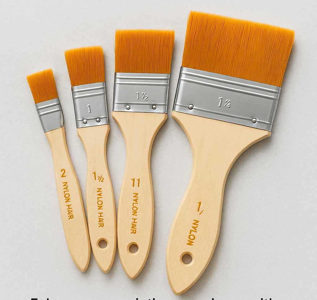 Pack of 4 Nylon Hair Wide and Thin Gesso Base Brushes ? Premium Paint Brushes Set for Artists