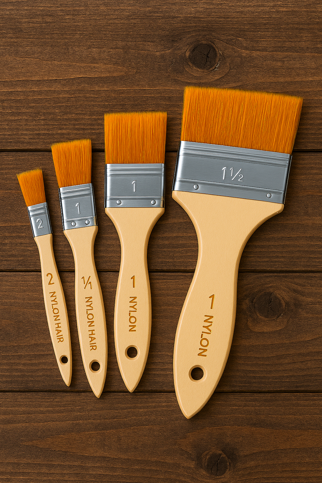 Pack of 4 Nylon Hair Wide and Thin Gesso Base Brushes ? Premium Paint Brushes Set for Artists