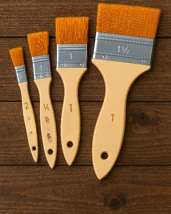 Pack of 4 Nylon Hair Wide and Thin Gesso Base Brushes ? Premium Paint Brushes Set for Artists