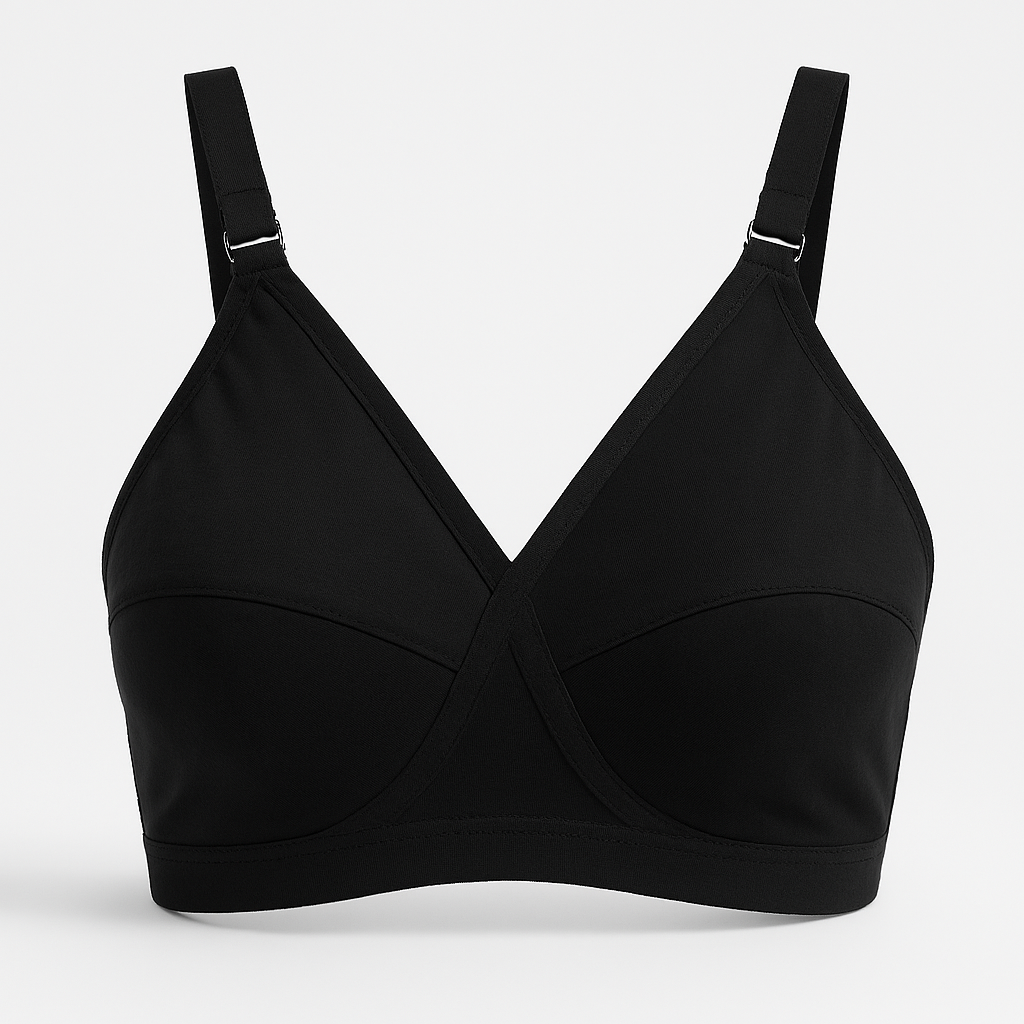 Black SADA Cotton Bra ? Soft  3 Hook Support Bra for Women