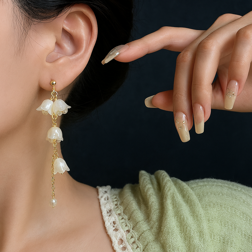 Pearl Korean Flower Earrings for Women ? Elegant White Floral Design with Classic Pearl Detailing | Stylish Fashion Jewelry for Parties, Weddings, and Daily Wear | AWJ-998