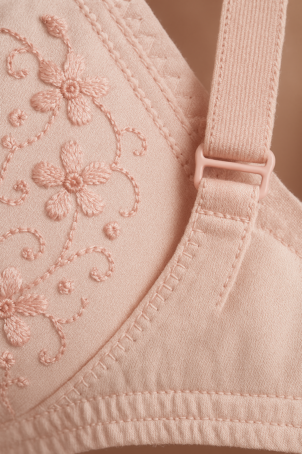 01 PCs Cotton Embroidered Chikan Bra for Women ? Soft Breathable Fabric, Floral Design, Adjustable Straps, 2-Hook Closure, Daily Wear