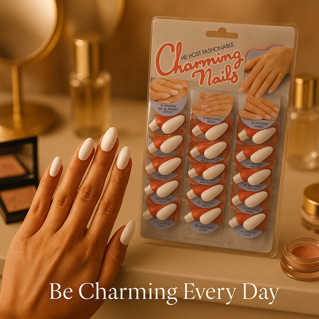 Pack of 24 Charming Artificial Nails with Glue ? 240 Nails &amp; 24 Glues Total, Beautiful Nail Extensions for Girls &amp; Women (Random color)