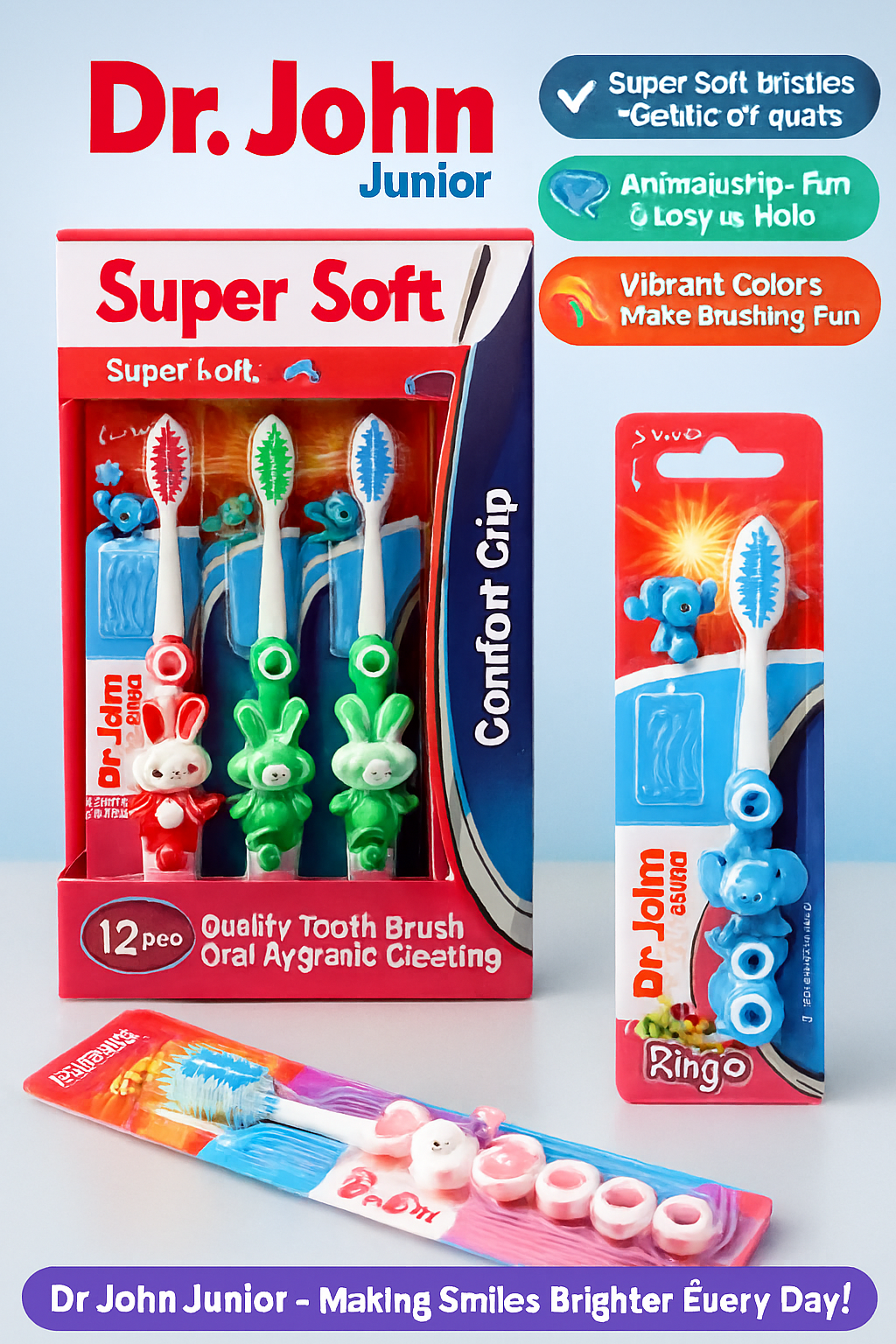 Dr. Jones Baby Teeth Brush ? Pack of 3 | Soft Bristles | Gentle Oral Care for Infants and Toddlers (Random color)