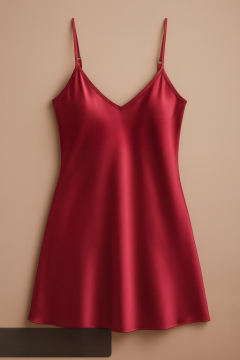 Black Satin Slip Dress ? Sleeveless Camisole with Adjustable Thin Straps | Free Size