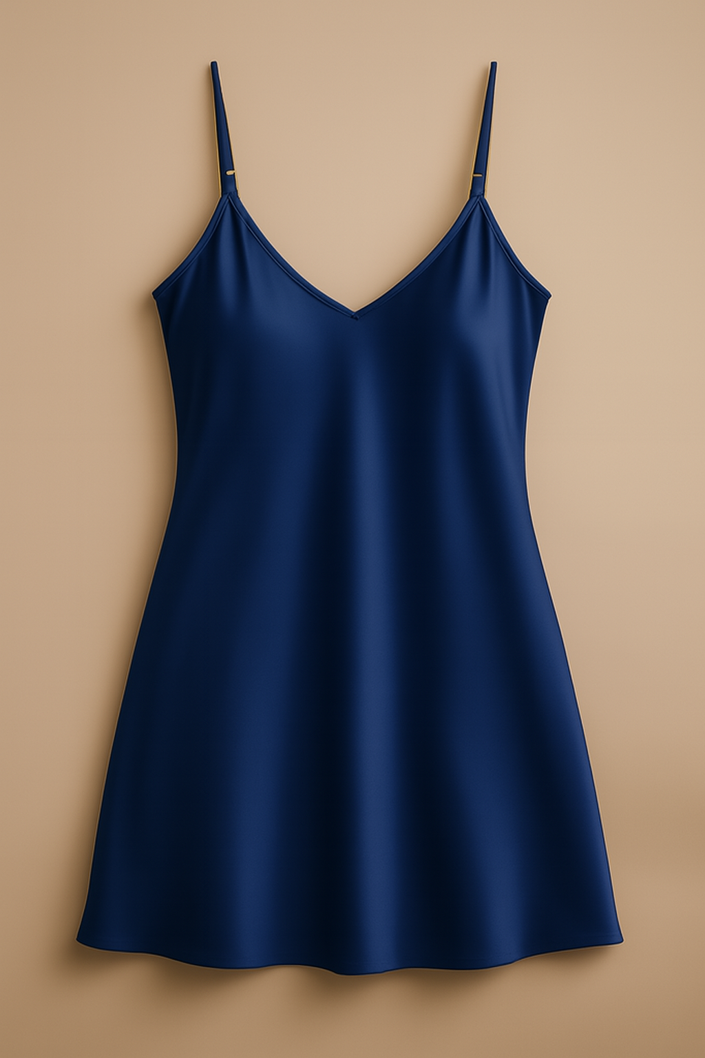 Black Satin Slip Dress ? Sleeveless Camisole with Adjustable Thin Straps | Free Size