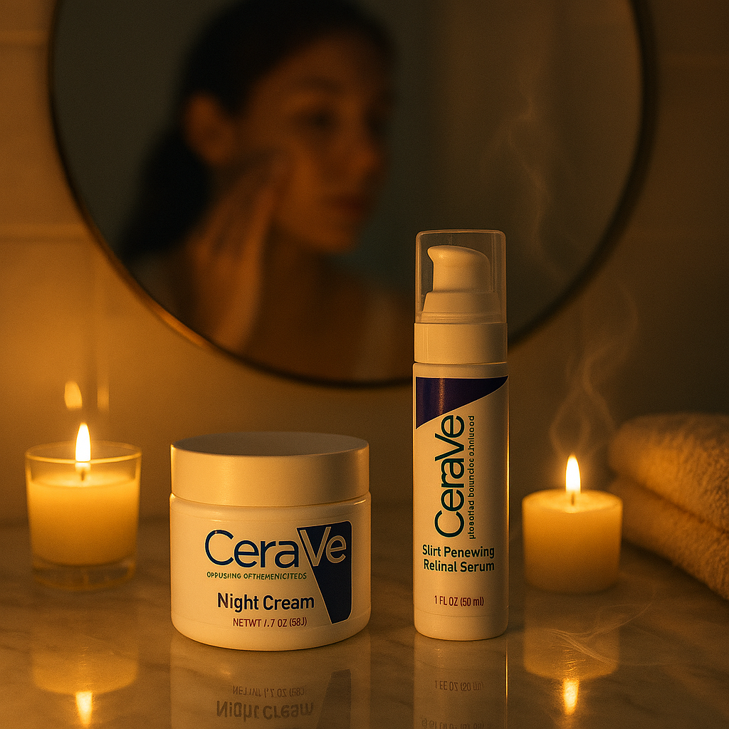 CeraVe Skincare Set ? Night Cream, Retinol Serum, Acne Foaming Cream Cleanser, and Hydrating Mineral Sunscreen SPF 50 ? Dermatologist Developed