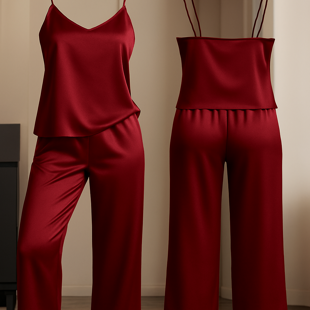 Satin Sleepwear Set ? Spaghetti Top &amp; Loose Trouser ? Free Size (2002)