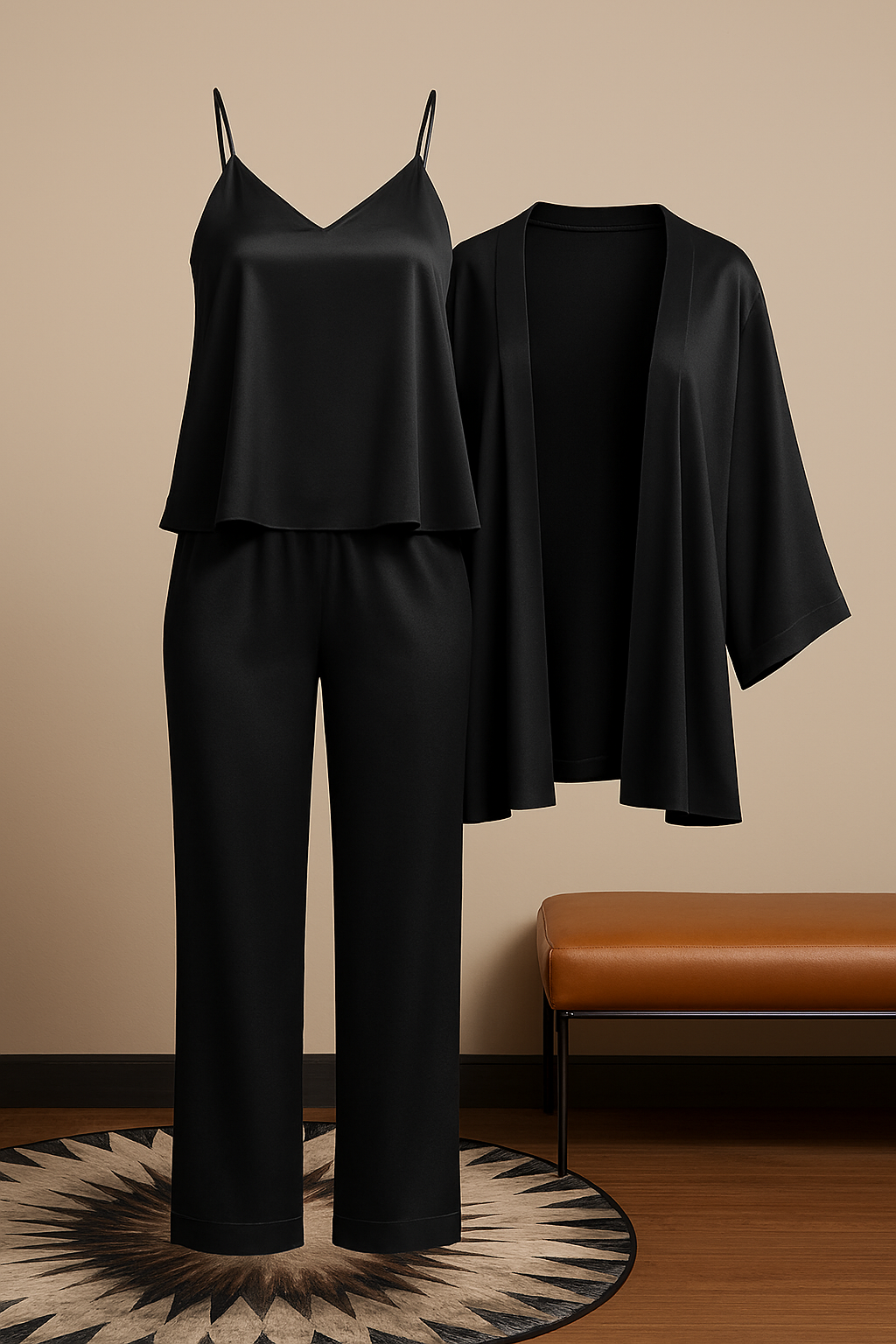 3-Piece Premium Satin Sleepwear Set for Women ? Camisole, Pants &amp; Robe | Nightwear &amp; Loungewear | Free Size (DC-3002)